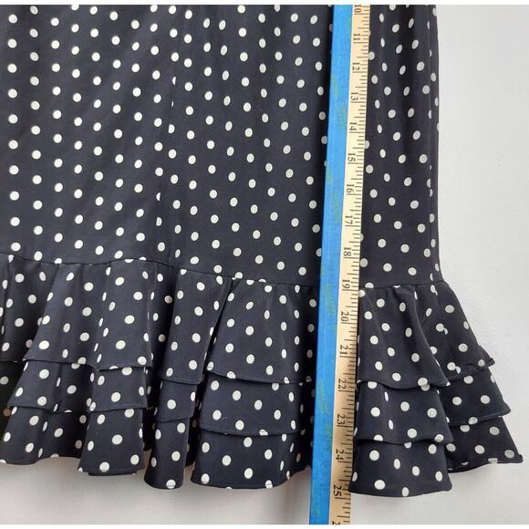 Evan Picón Women's Size 4 Ruffle Knee Length Pencil Skirt Black White Polka Dots - Picture 8 of 10